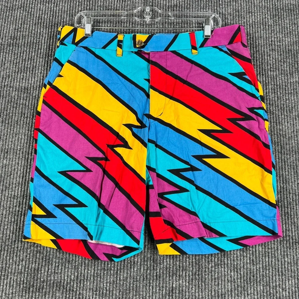 Loudmouth Golf Shorts Mens 34 Blue Purple Geometric Casual Chino Outdoor Light